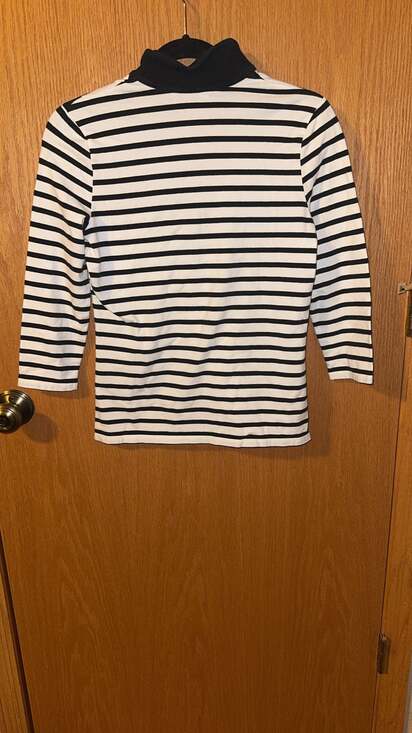 Lauren Ralph Lauren Active Women's Black & White Striped 1/4 Zip Small - Picture 2 of 5